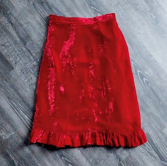 Vintage dark red velvet skirt - Picture 1 of 5